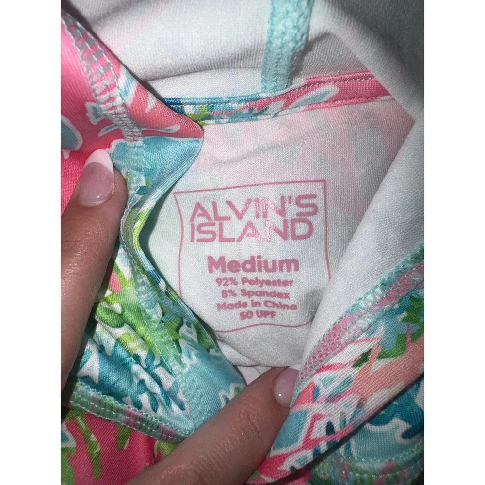 Alvin's Island Sun Shirt Hoodie Women Multicolor Coral Reef 50 UPF Medium - Picture 4 of 4